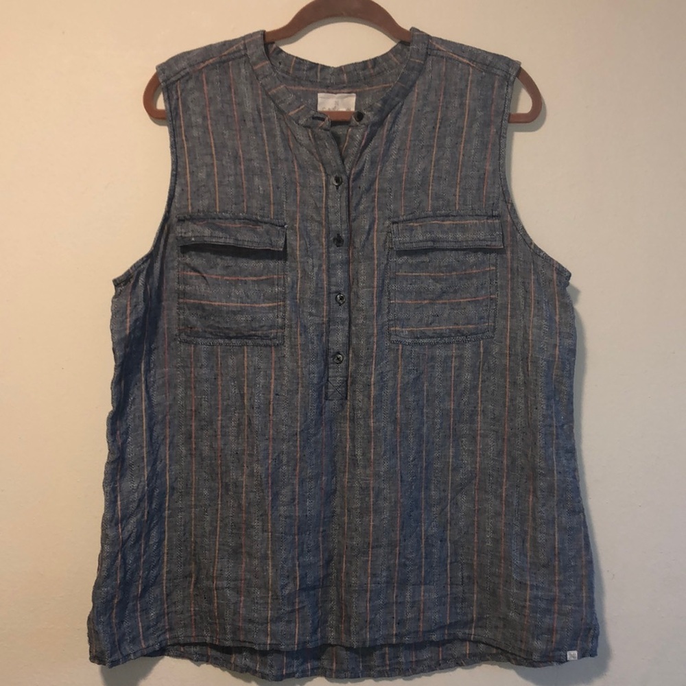Caslon linen striped sleeveless top